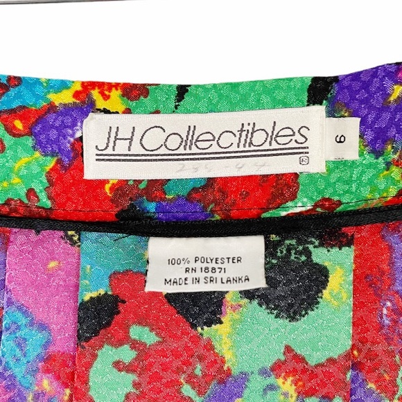 VINTAGE 80s 90s Multicolor Abstract Pleated Maxi - Picture 6 of 6